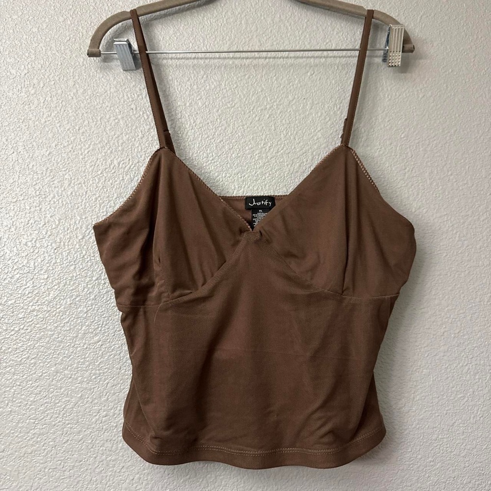 Justify Women's Brown Cami Tank Top with Adjustable Straps